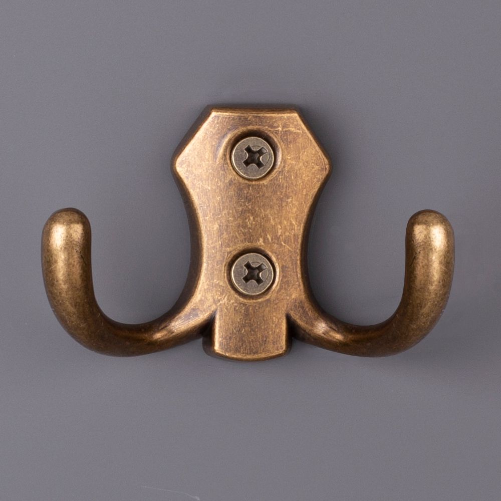 фото Крючок РОМБО двухрожковый, бронза