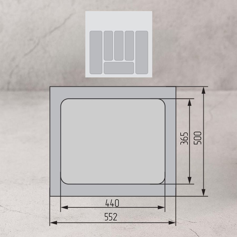 фото Лоток FGV Tetrix для столовых приборов в базу 600мм (550x495), Silver Champagne