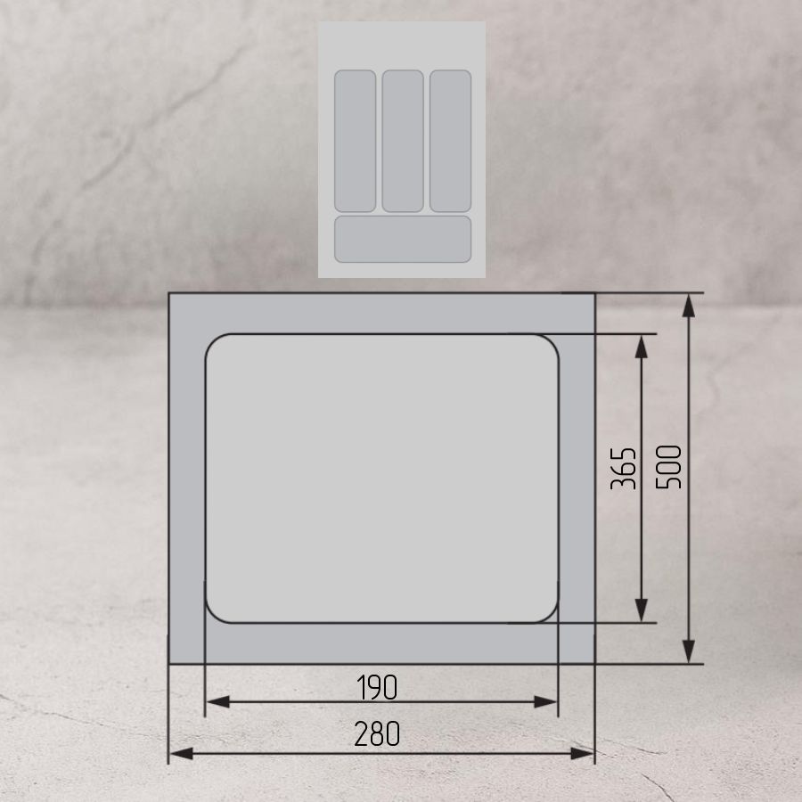 фото Лоток FGV Tetrix для столовых приборов в базу 300-350мм (280x495), Silver Champagne матовый