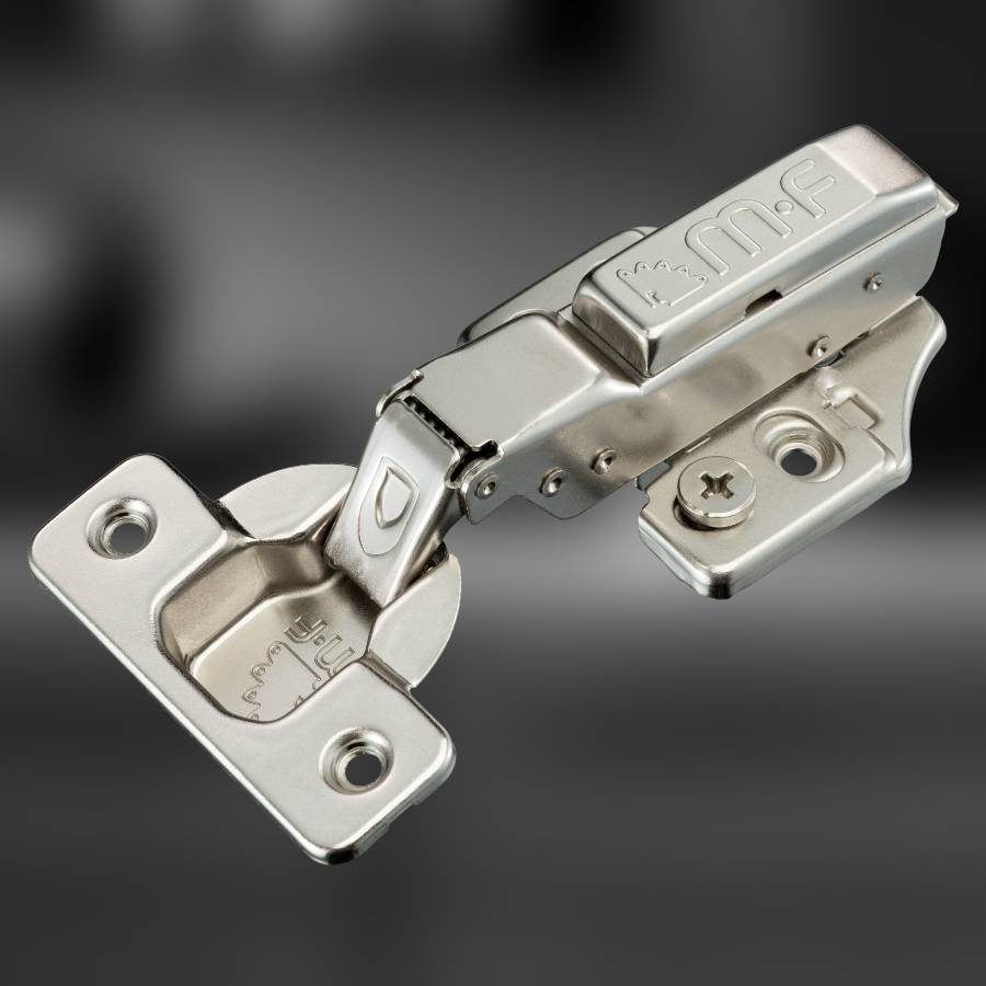 фото Петля полунакладная MF Prima Top 3D, 45 мм, Clip-on, с доводчиком, мягкий ход, никель, в сборе, H=0