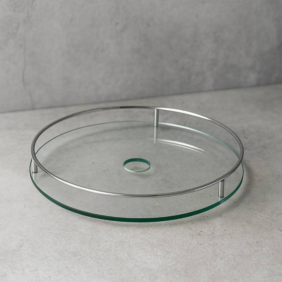 фото Полка стеклянная с рейлингом барная PTJ016-42A ALBA 360х40мм