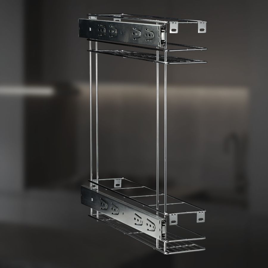 фото Выдвижная корзина двухуровневая в нижнюю базу 150 мм с направляющими