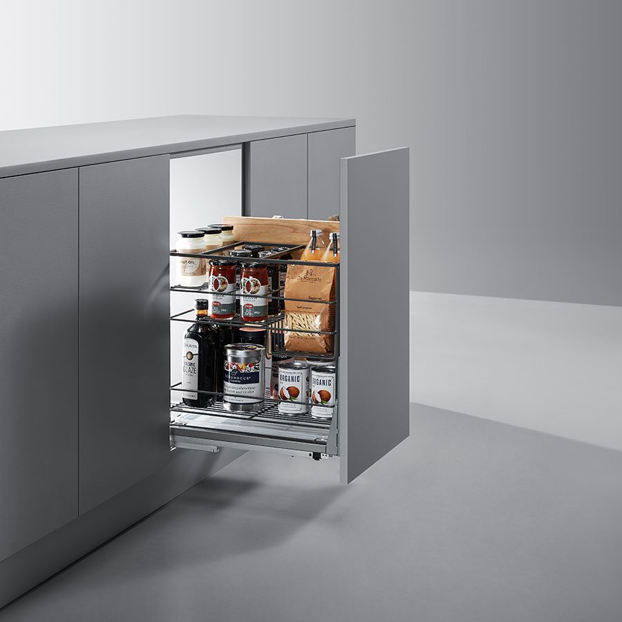 фото Выдвижная мультикорзина UNIHOPPER NANO в базу 300мм, серая, с доводчиком