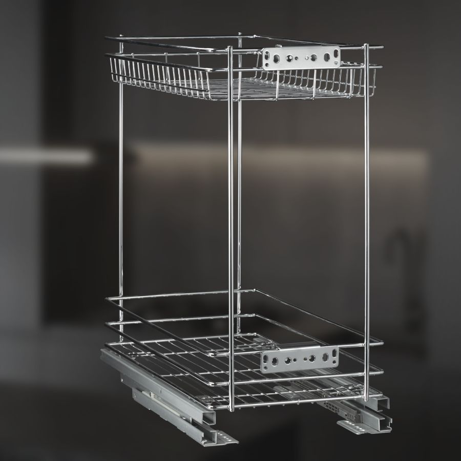 фото Выдвижная корзина двухуровневая в нижнюю базу 300 мм с доводчиком