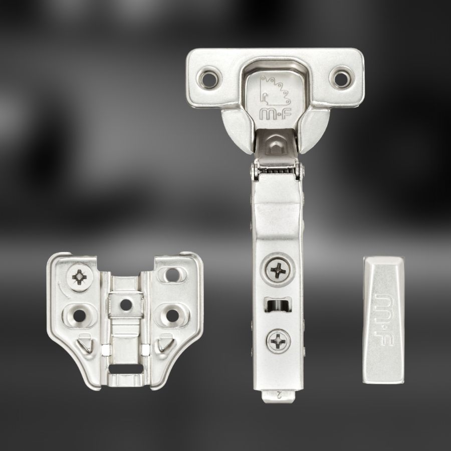 фото Петля накладная MF Прима Топ (Prima Top), с трехмерной регулировкой, 45 мм, быстросъемная, с доводчиком, планка 2