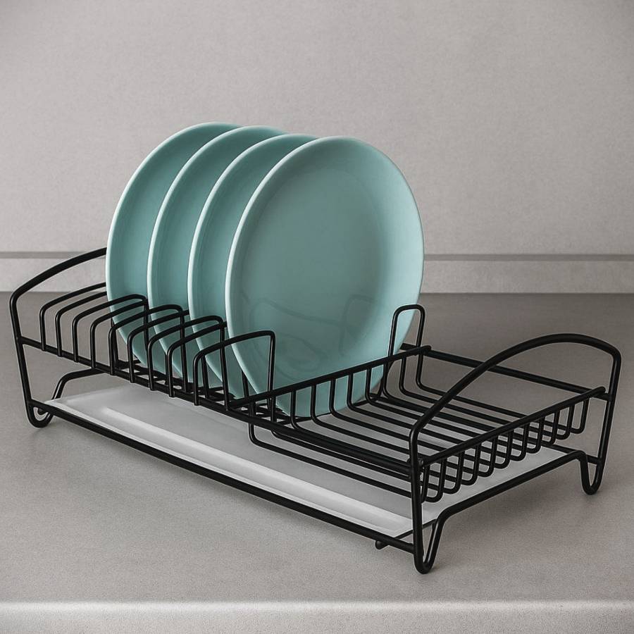 фото Сушилка для посуды одноуровневая настольная черная