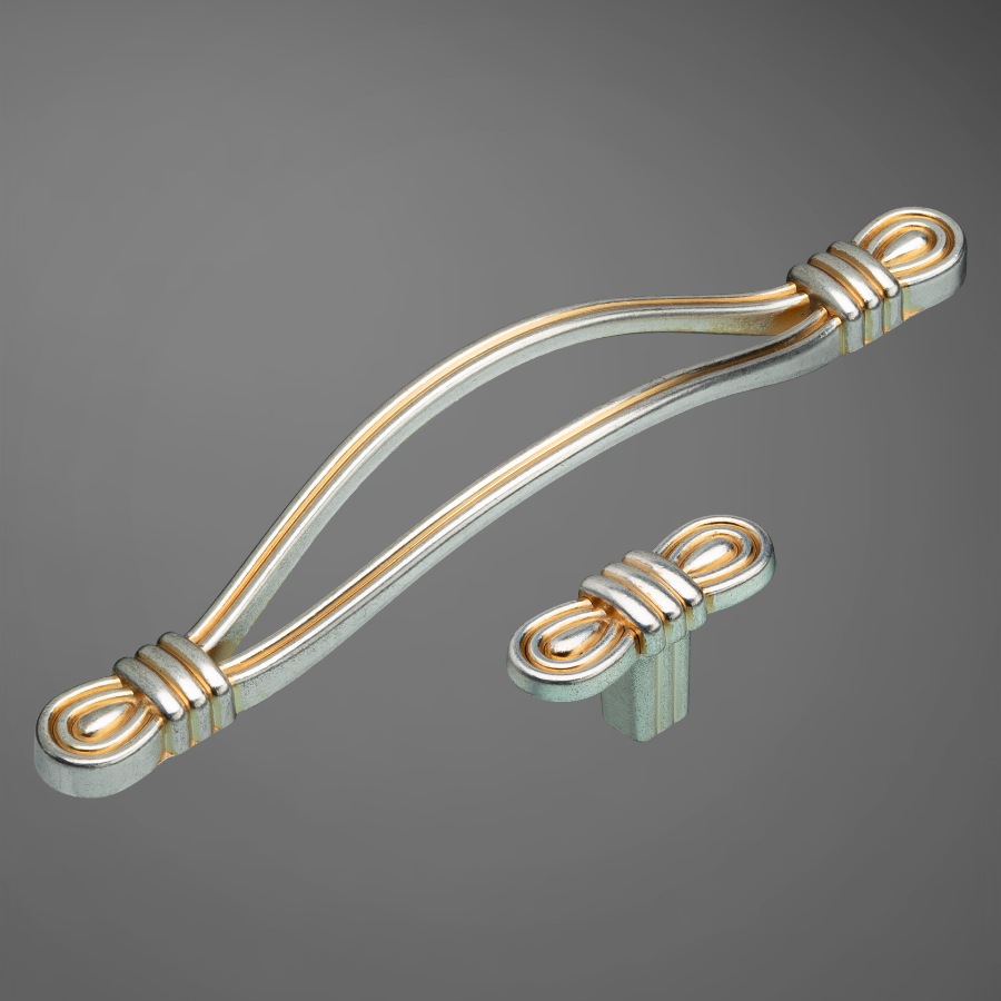 фото Ручка-кнопка АФИНА, серебро с золотой патиной