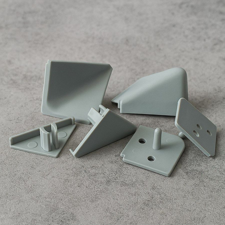 фото Комплект заглушек для плинтуса, серый (к алюм. и пласт. плинтусу 3,05м)