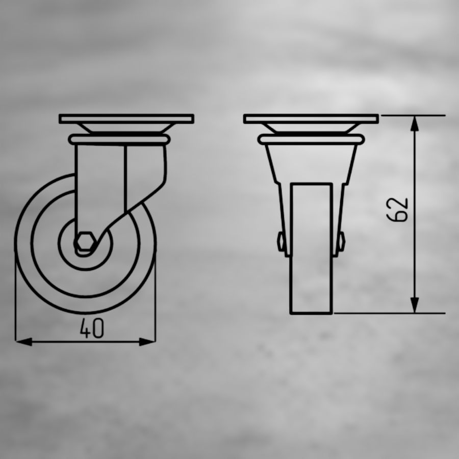 фото Колесная опора усиленная с поворотной площадкой d 40 мм с тормозом