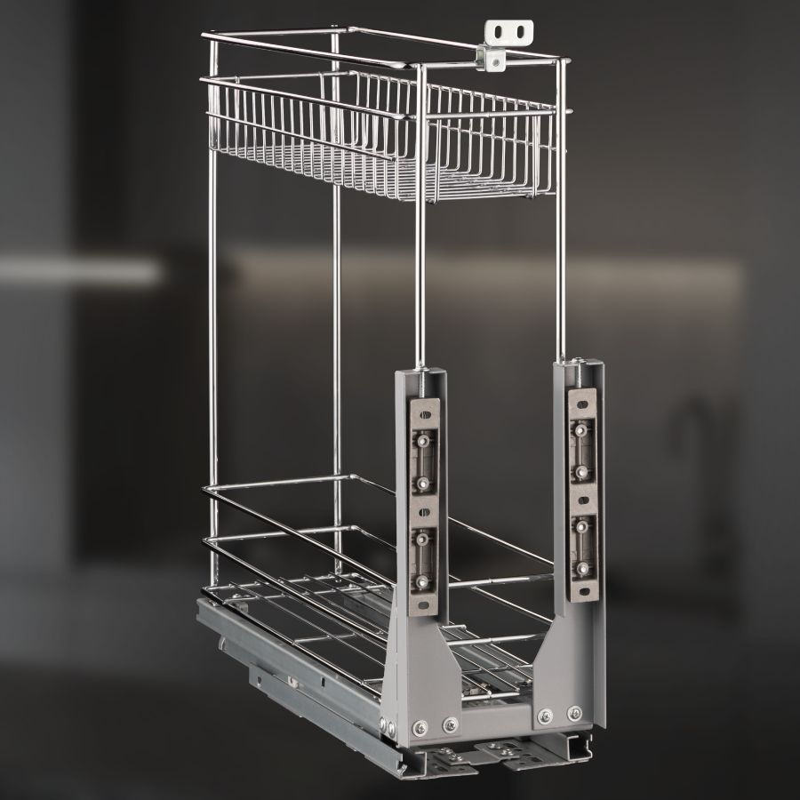 фото Выдвижная корзина двухуровневая в нижнюю базу 200 мм с доводчиком