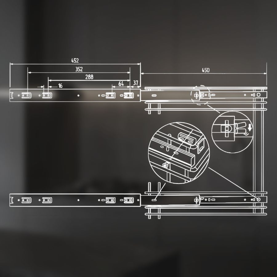 фото Выдвижная корзина двухуровневая в нижнюю базу 150 мм с направляющими