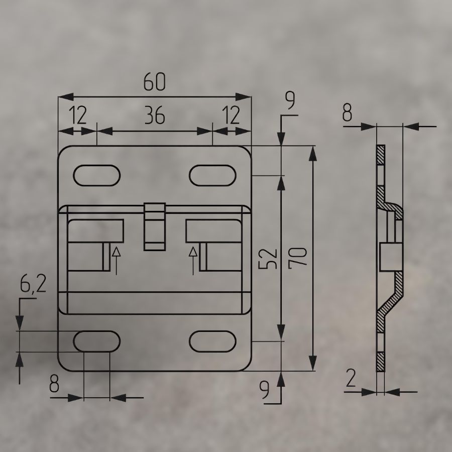 фото Площадка 897.AS.Z1.60.70 для крепления к стене подвески каркаса 807, CAMAR