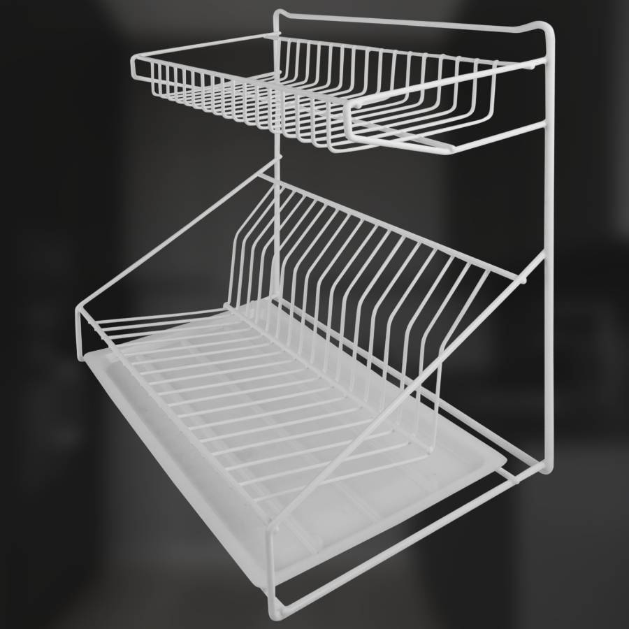 фото Сушилка для посуды двухуровневая настольная белая