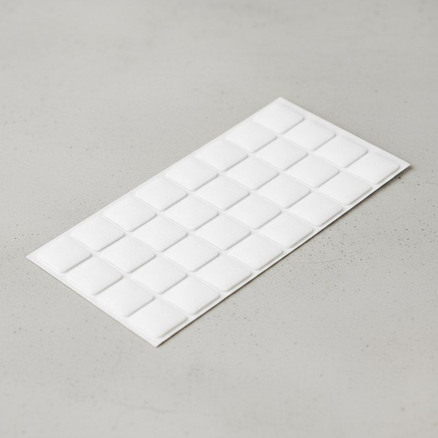 фото Подпятник войлочный 2,5х2,5 см (32 шт на листе) самоклеящийся, цвет белый, Турция