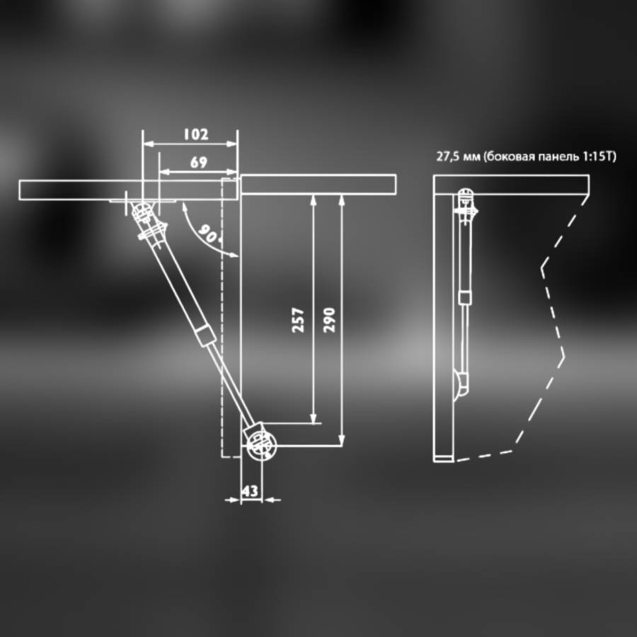фото Газовый лифт MF на 6 кг с доводчиком, быстрый монтаж