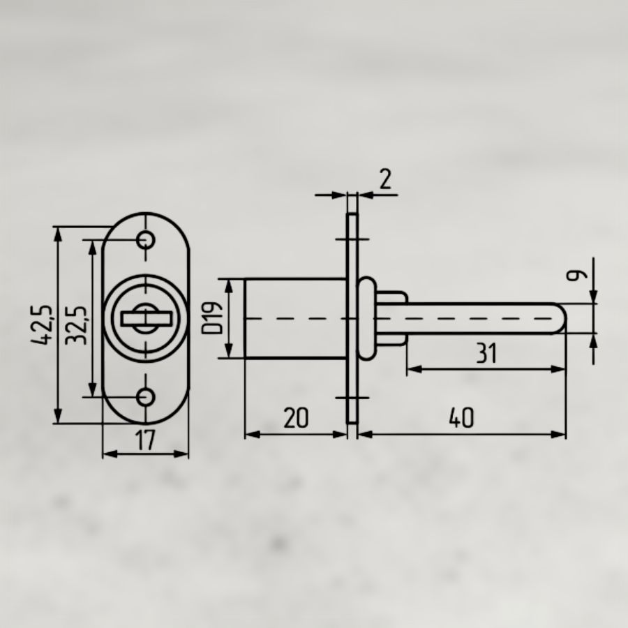 фото Замок LOCK.288.500.CR, штырьевой на 3 ящика