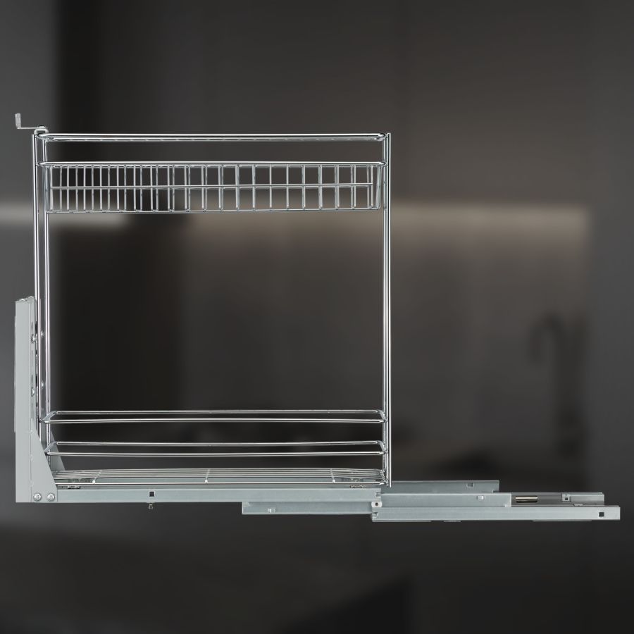 фото Выдвижная корзина двухуровневая в нижнюю базу 200 мм с доводчиком