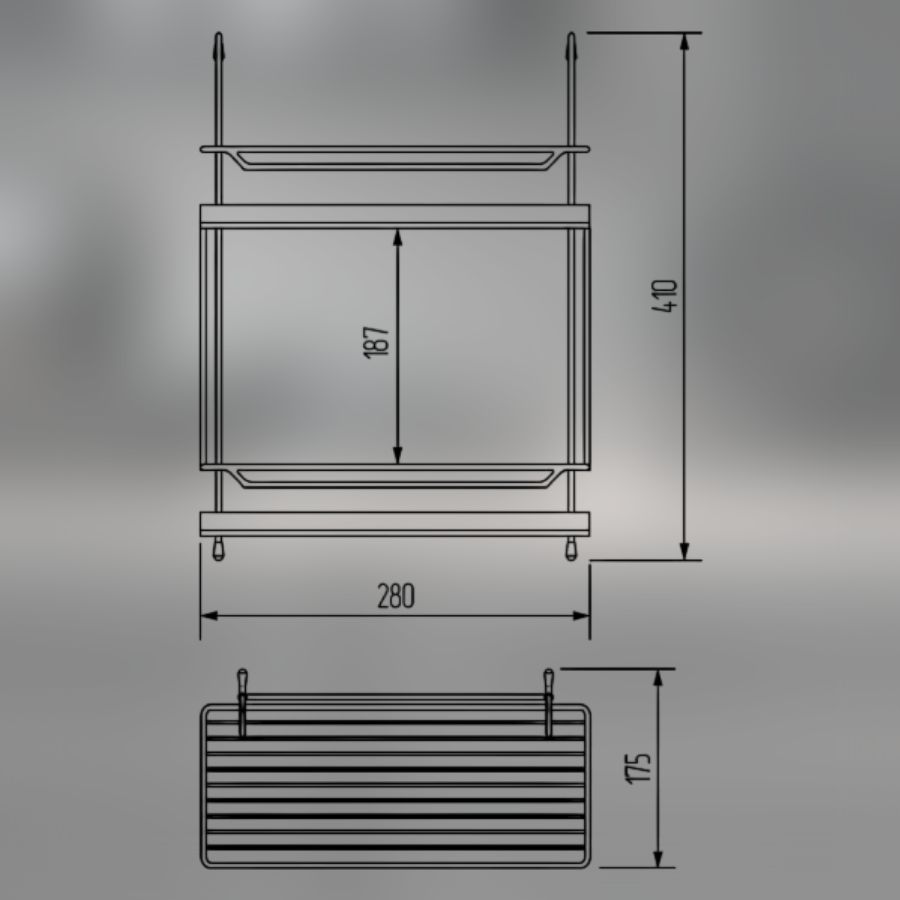 фото Полка двойная CWJ216B-3 ALBA 280x180x410 мм черный матовый