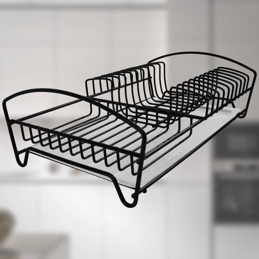 фото Сушилка для посуды одноуровневая настольная черная