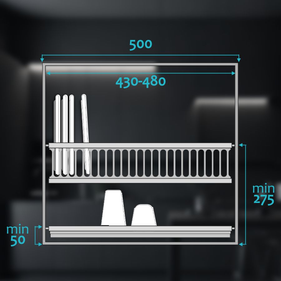 фото Посудосушитель из нержавеющей стали в шкаф 500 мм