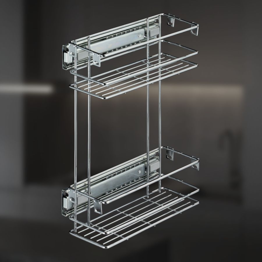 фото Выдвижная корзина двухуровневая в верхнюю базу 150 мм с направляющими