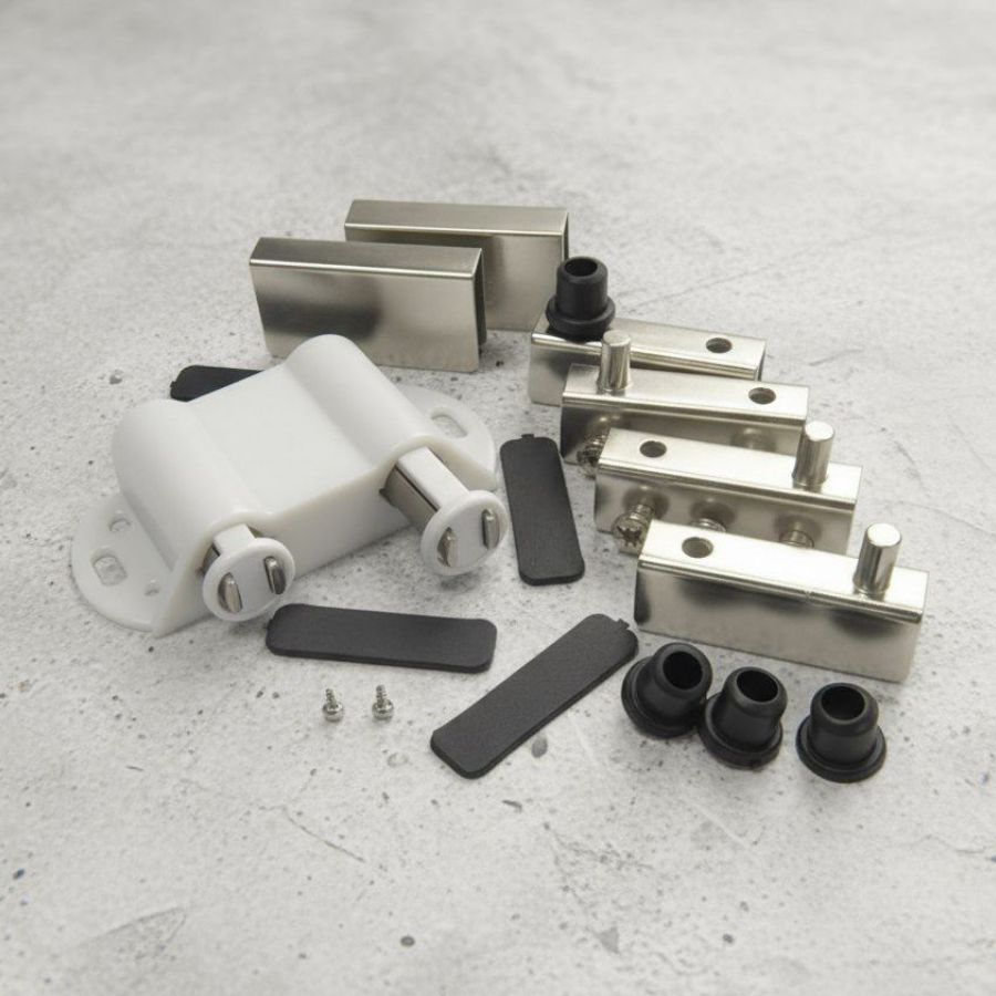 фото  Комплект для 2 стеклянных дверей с лифтом хром