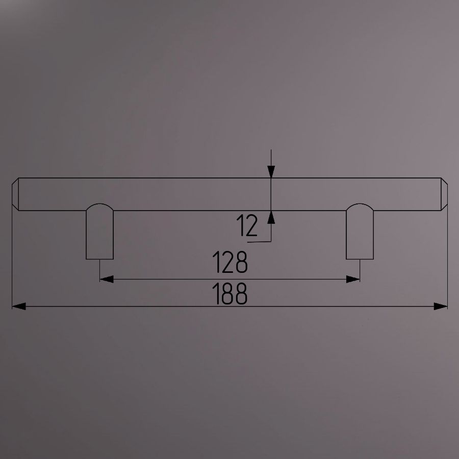 фото Ручка-рейлинг D=12 128/188, нержавеющая сталь