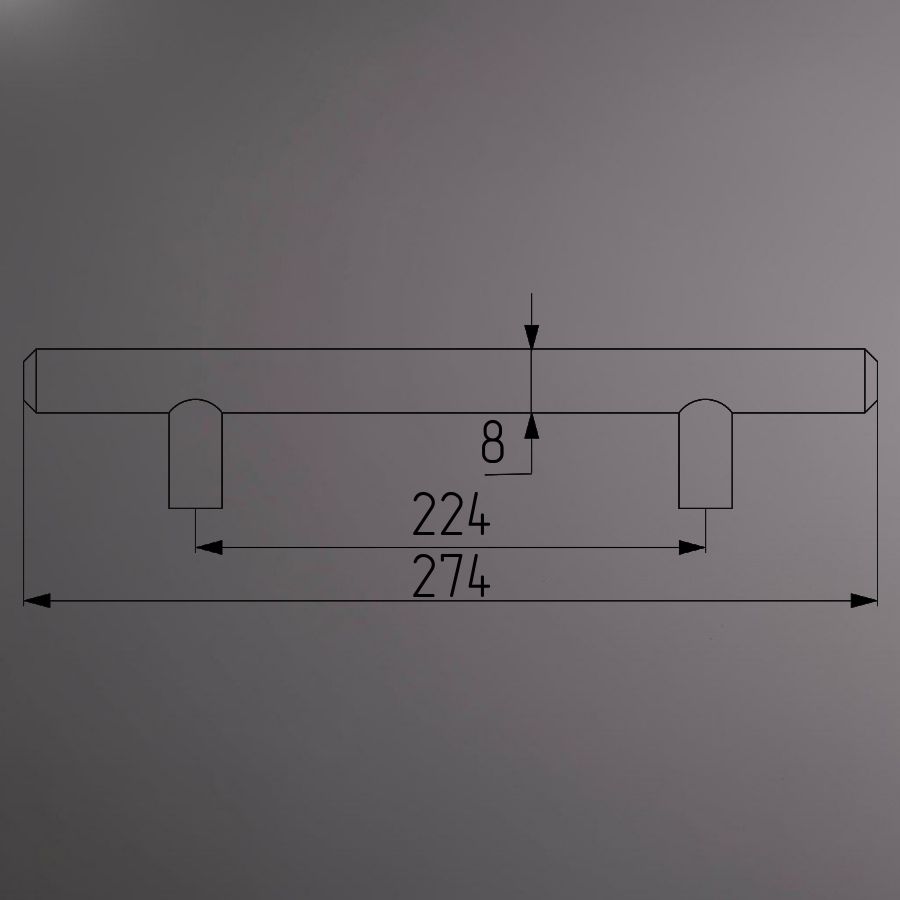 фото Ручка-рейлинг D=8 224/274, хром