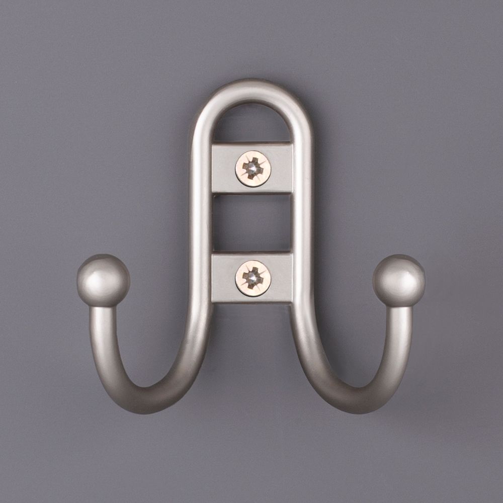 фото Крючок ДЖЕМИНИ двухрожковый, никель матовый