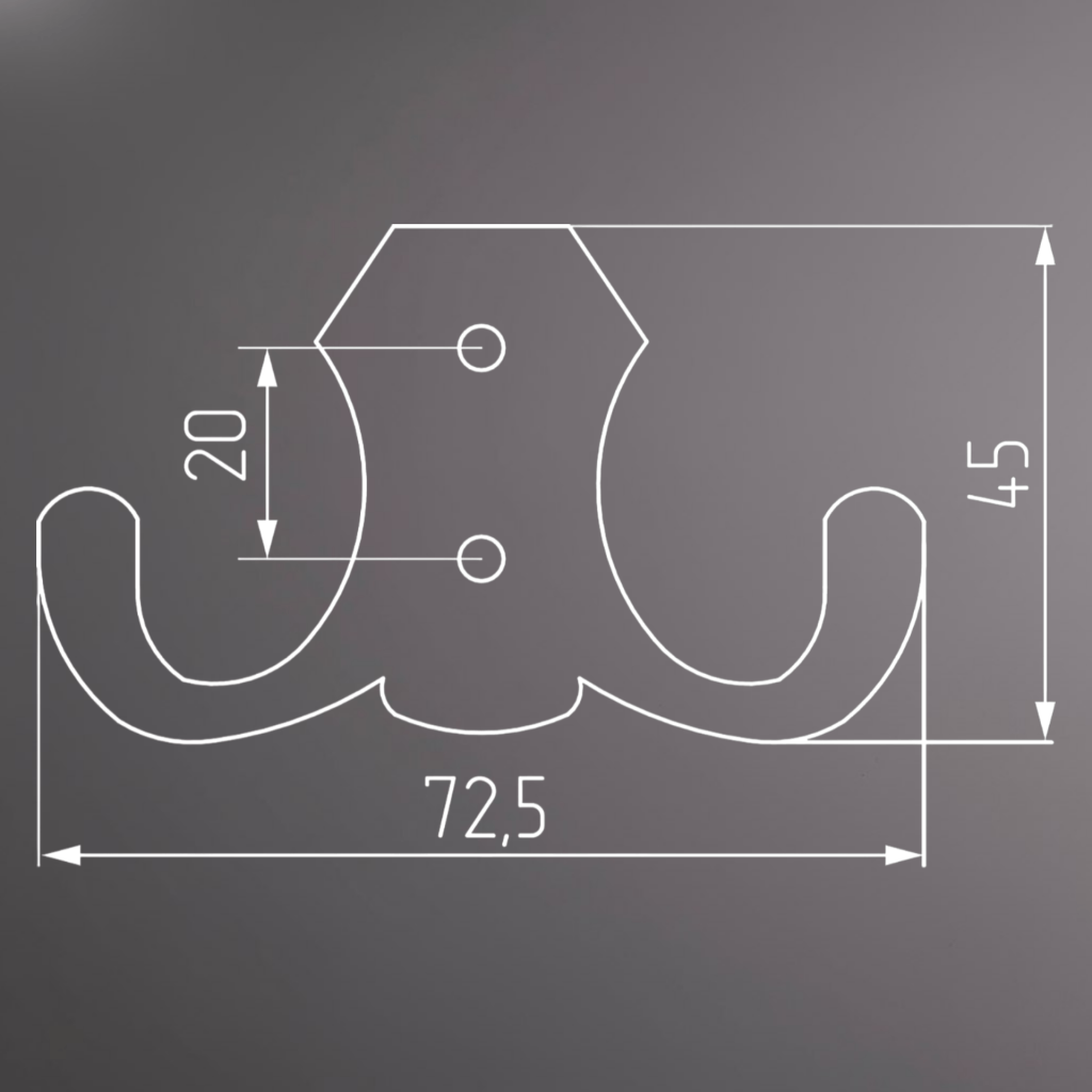 фото Крючок РОМБО двухрожковый, хром глянцевый
