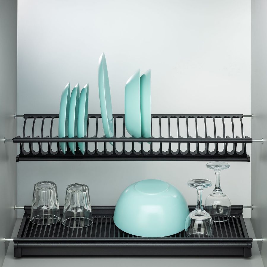 фото Посудосушитель черный из нержавеющей стали в шкаф 700 мм