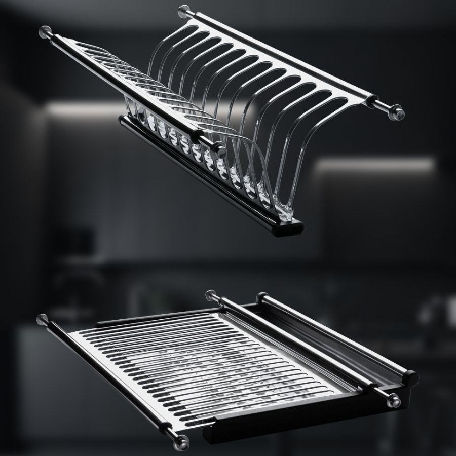 фото Посудосушитель из нержавеющей стали в шкаф 400 мм