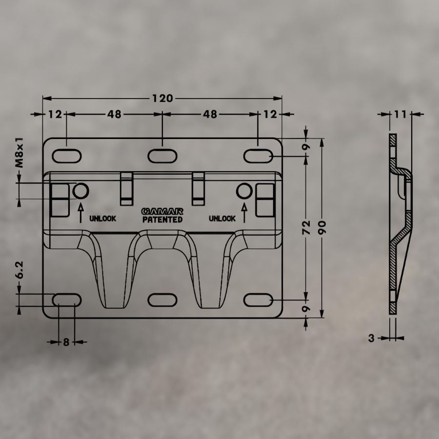 фото Площадка 897.AS.Z1.XL.90 для крепления к стене подвески каркаса 807 XL, CAMAR