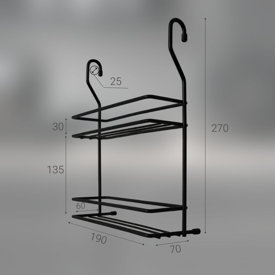 фото Полка для специй CWJ203М-3 ALBA 200x90x275мм Черный матовый