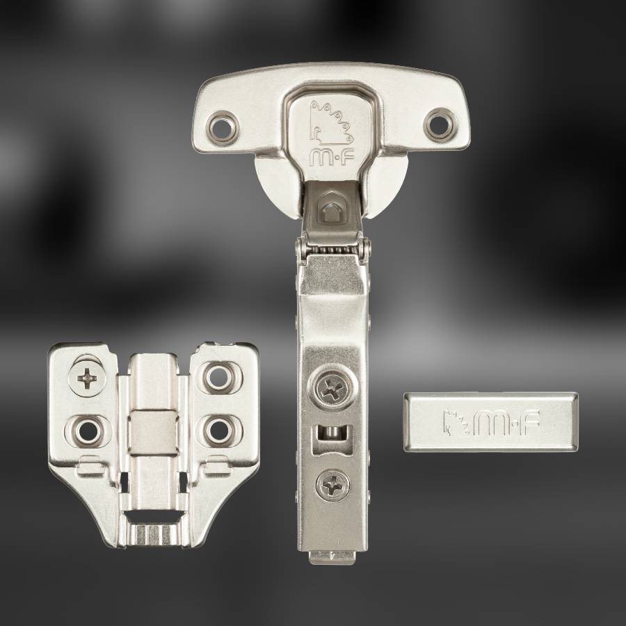 фото Петля накладная MF Prima Top 3D, 52 мм, Clip-on, с доводчиком, мягкий ход, никель, в сборе, H=2