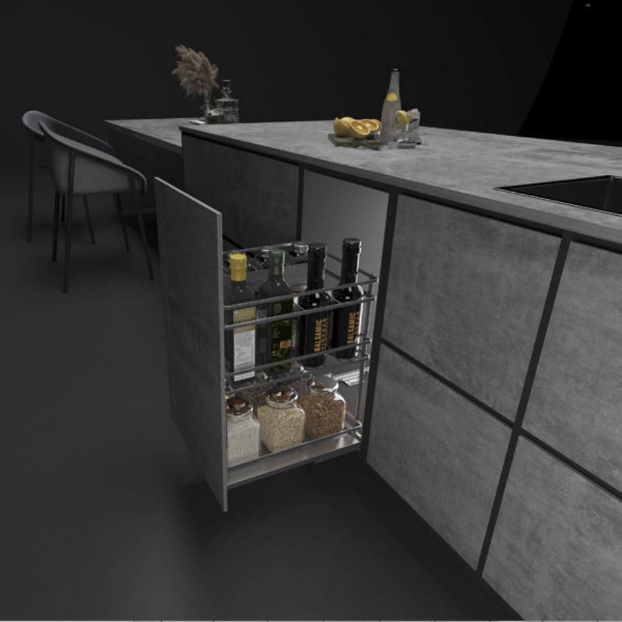 фото Выдвижная 3-х уровневая корзина LINA UNIHOPPER в базу 400мм, серая, с доводчиком