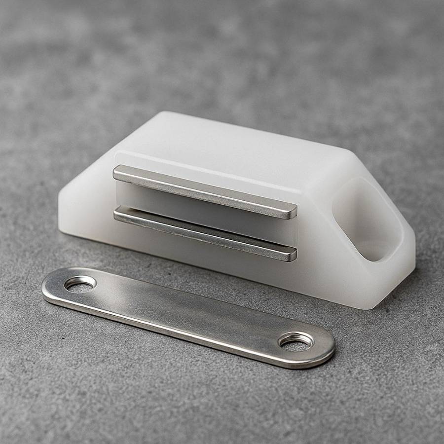 фото Защелка магнитная "Гигант" белая, 3.5 кг, с ответной планкой