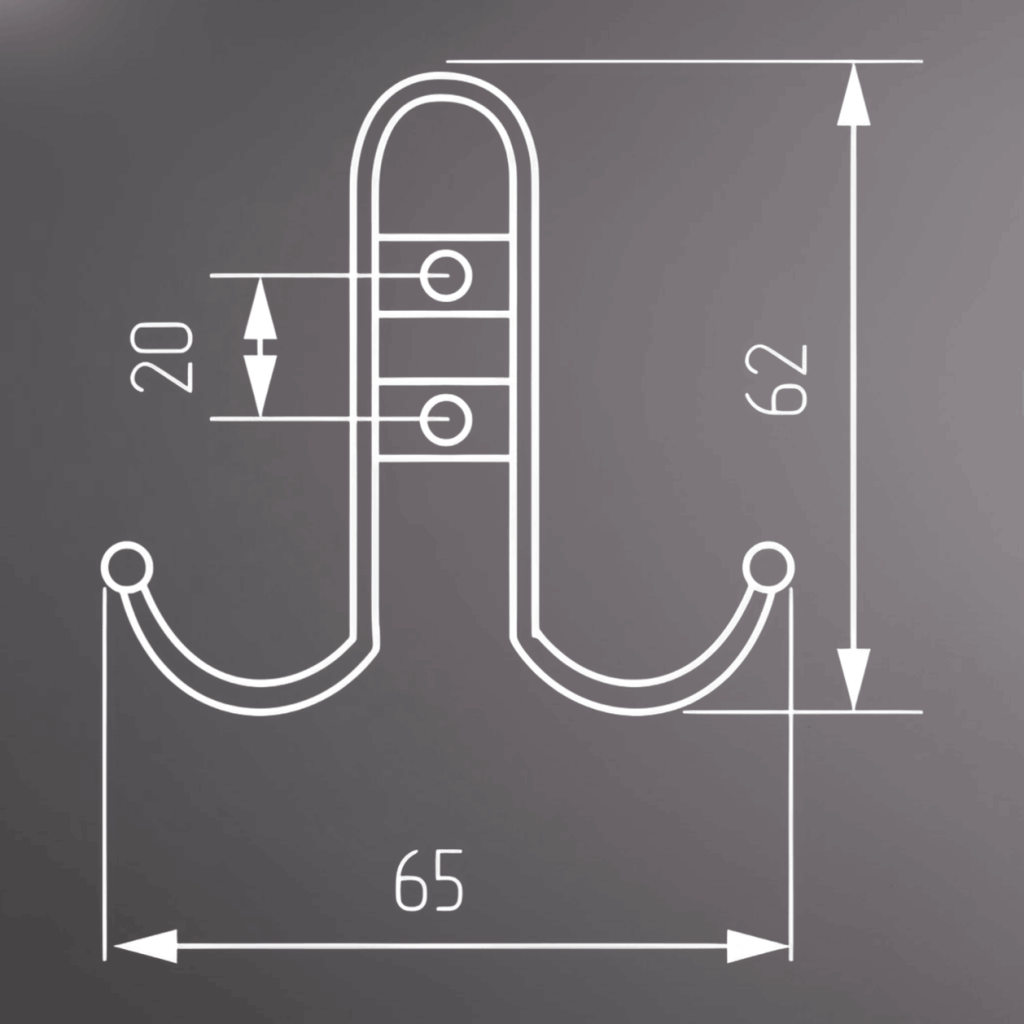 фото Крючок ДЖЕМИНИ двухрожковый, хром глянцевый