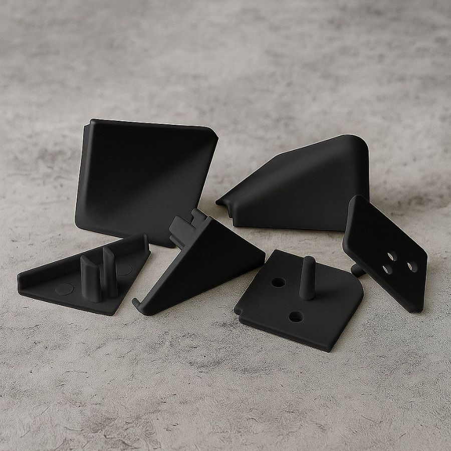 фото Комплект заглушек для плинтуса, черный (к алюм. и пласт. плинтусу 3,05м)