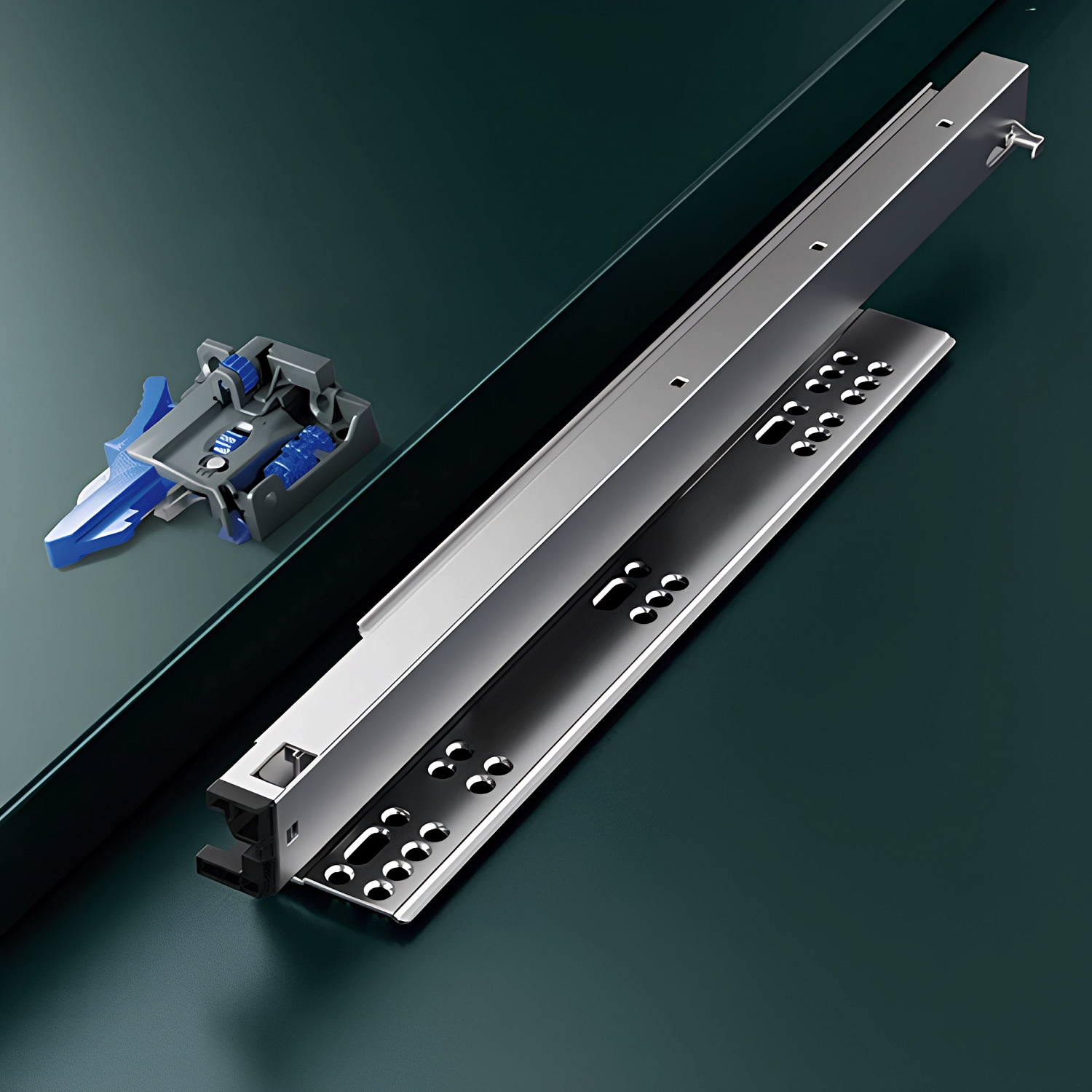 Направляющие скрытого типа 300мм Clip-on полного выдвижения с доводчиком c синхронизатором 3D регулировкой