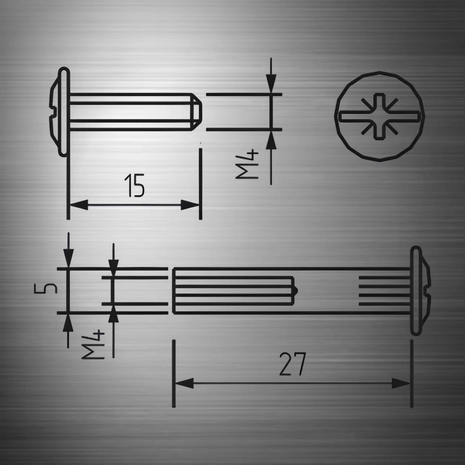 Межсекционная стяжка D=5мм, М4х27, никель
