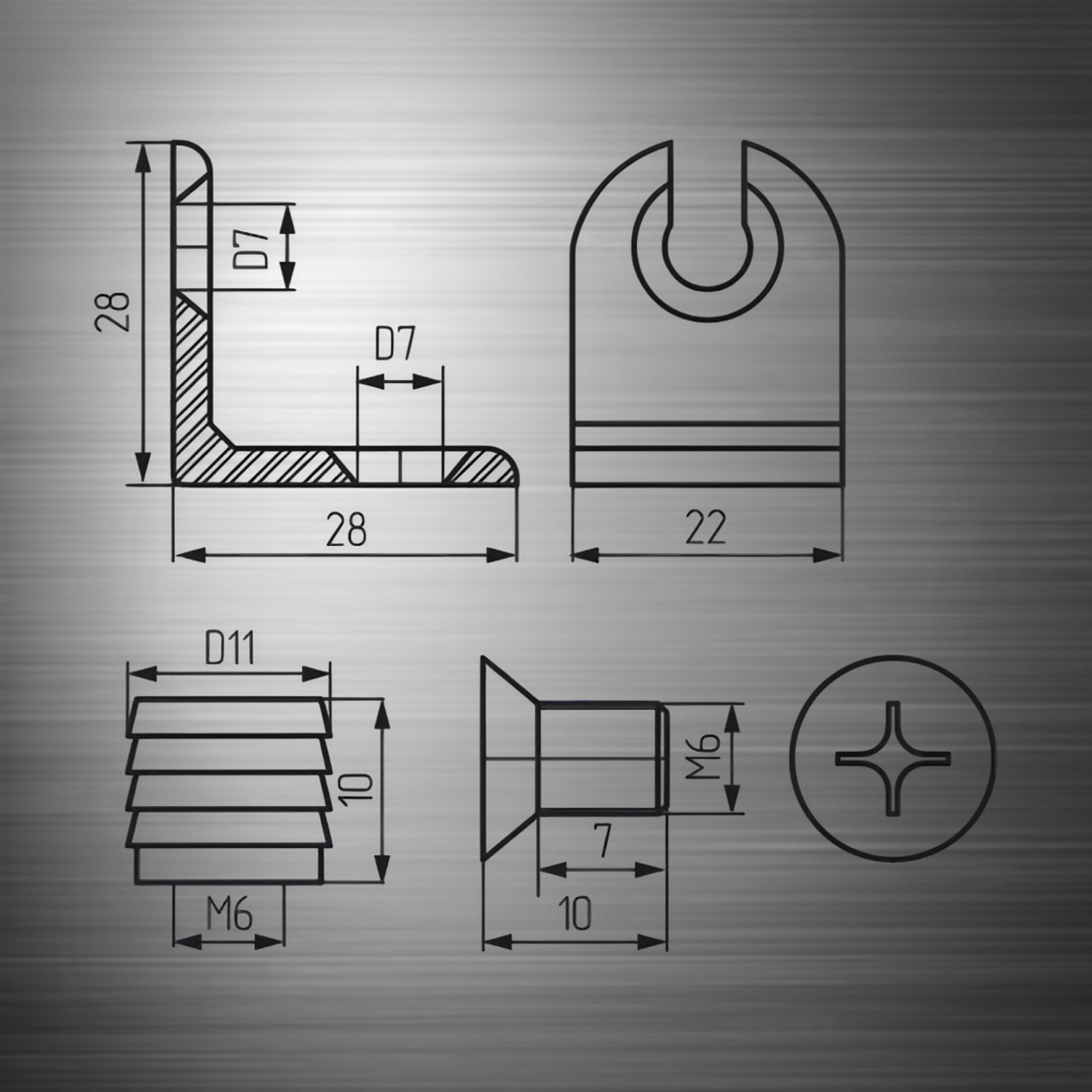 Стяжка угловая стальная, цинк (без винта и втулки)