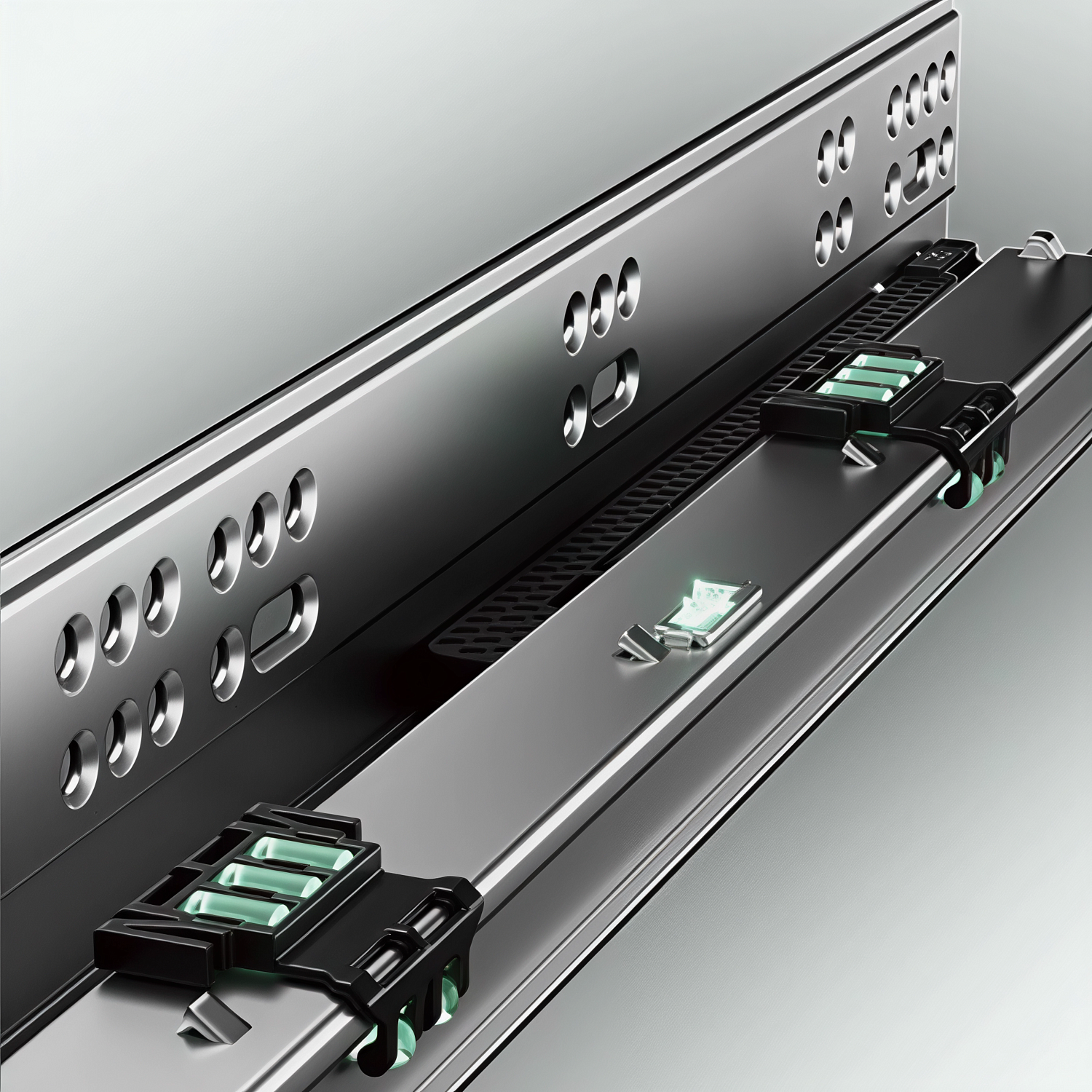 Направляющие скрытого типа 300мм Clip-on полного выдвижения с доводчиком c синхронизатором 3D регулировкой