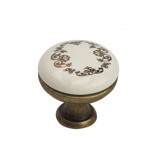 Ручка кнопка античная бронза керамика 96 мм